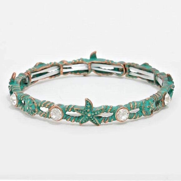 Starfish & Sand Dollar Stretch Bracelet - Picture 1 of 5